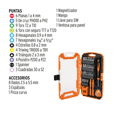 Juego de 77 piezas para reparacion de electronica Truper