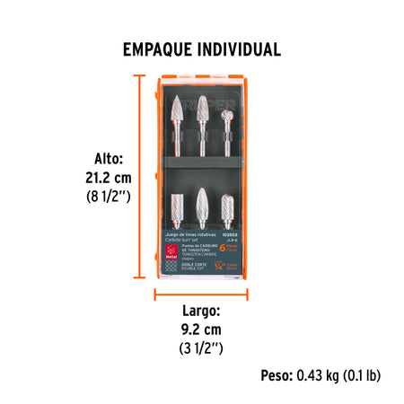 Juego de 6 limas rotativas TRUPER