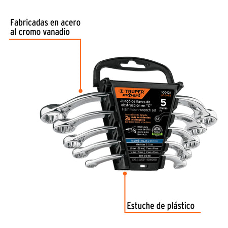 Juego de 5 llaves pulidas de obstrucción en 'C' mm, EXPERT