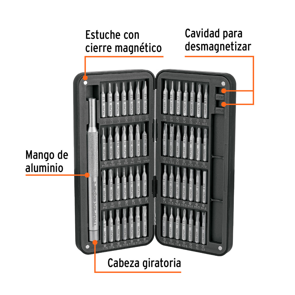 Desarmador de precisión con 56 puntas intercambiables, EXPER