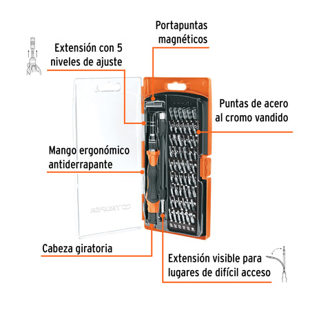 Desarmador de precision con 57 puntas intercambiables