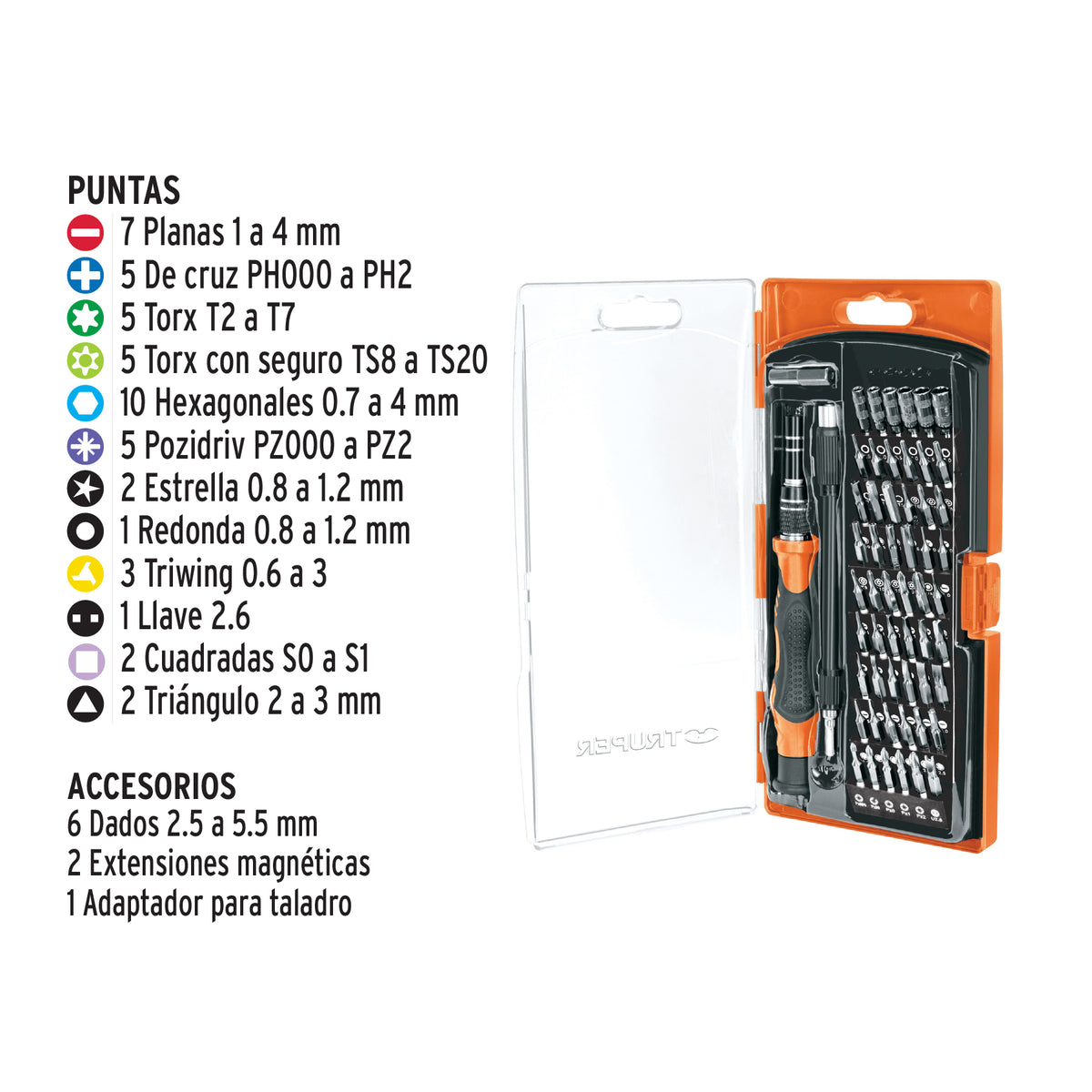 Desarmador de precision con 57 puntas intercambiables
