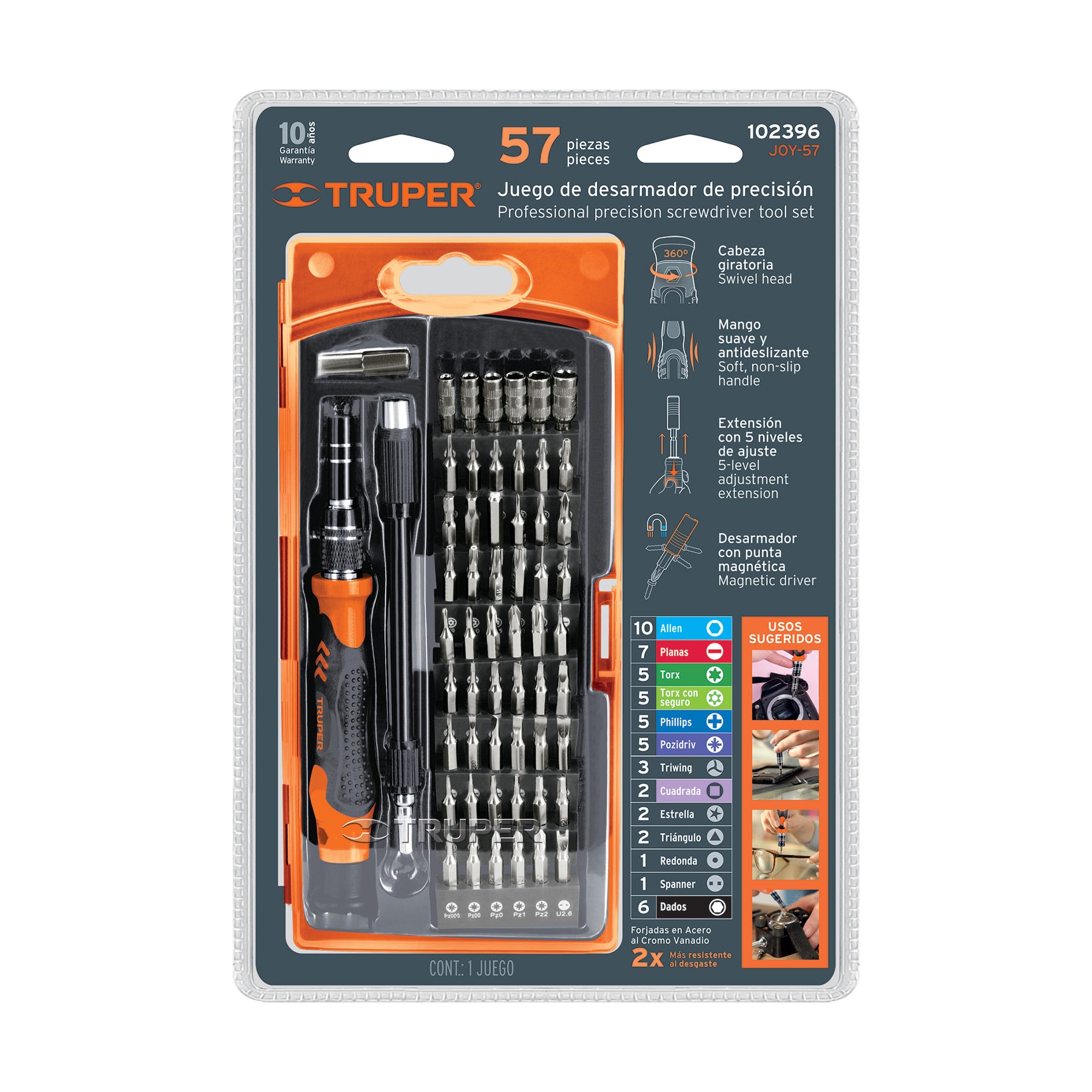 Desarmador de precision con 57 puntas intercambiables