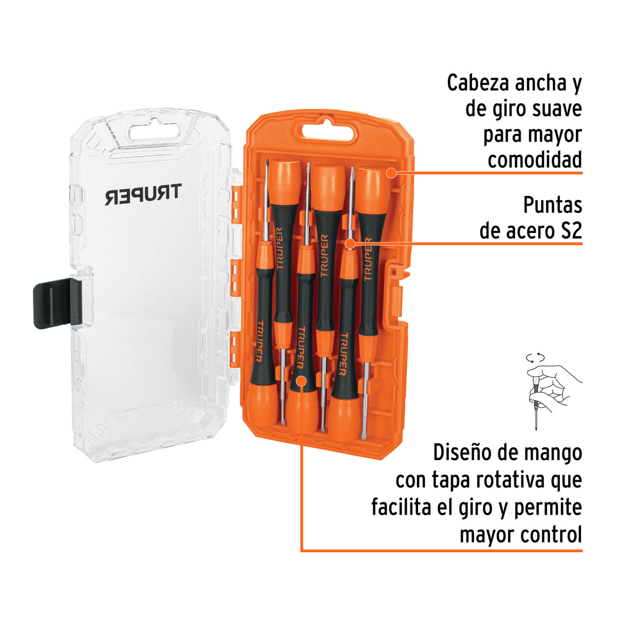 Juego con 6 desarmadores de precisión, Truper