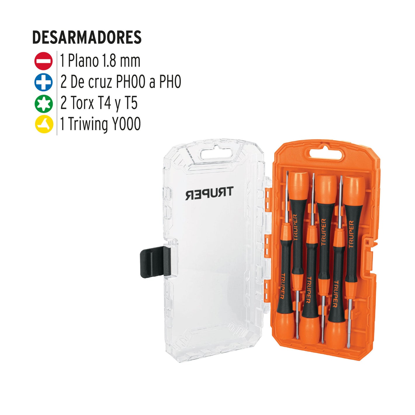 Juego con 6 desarmadores de precisión, Truper