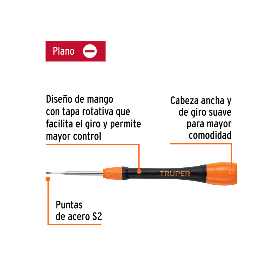 Desarmador de precisión plano de 1.8 mm mango ergonómico