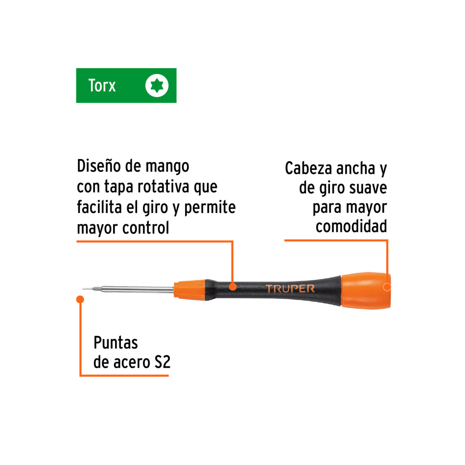 Desarmador de precisión punta torx T1 mango ergonómico