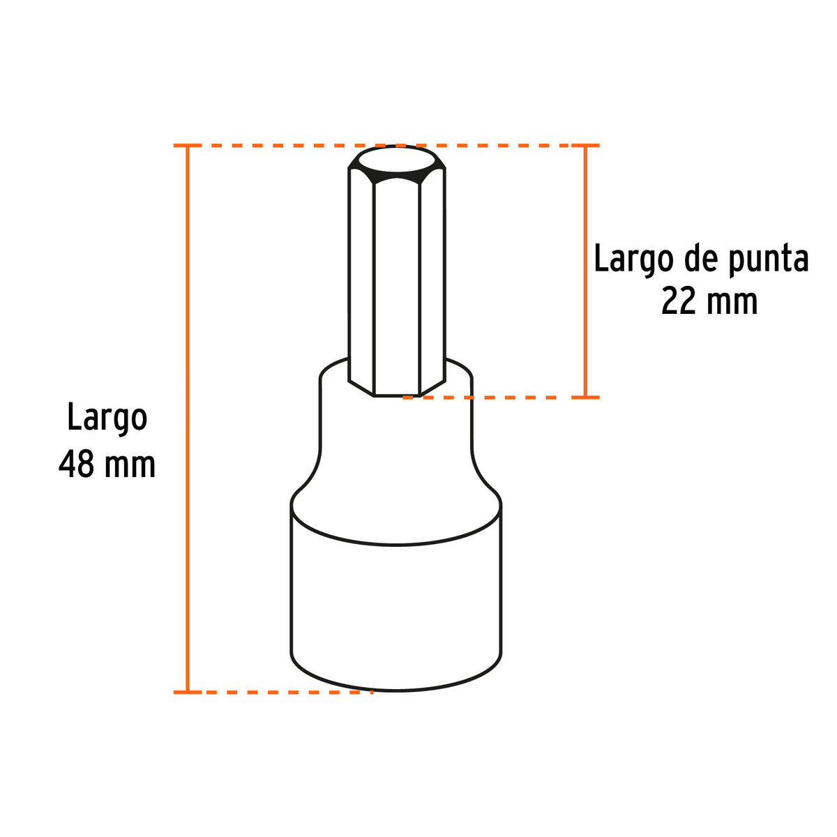 Juego de 7 dados punta hexagonal std, cuadro 3/8', Truper