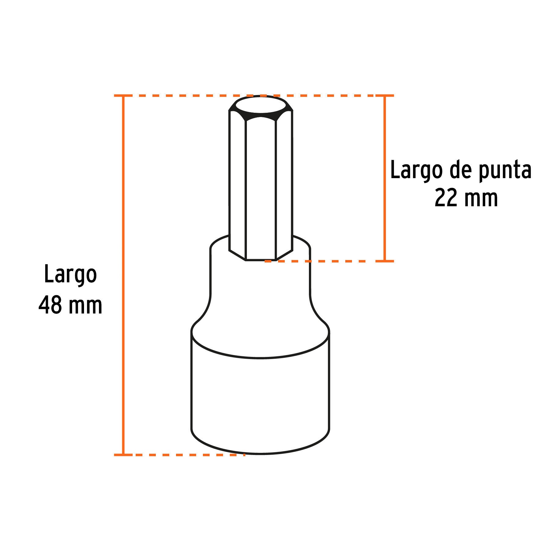 Juego de 7 dados punta hexagonal std, cuadro 3/8', Truper