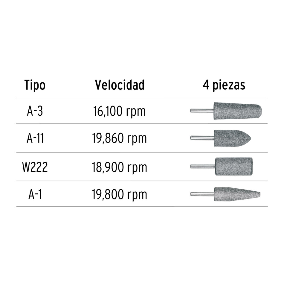 Juego de 4 piedras montadas zanco 1/4" acero inoxidable