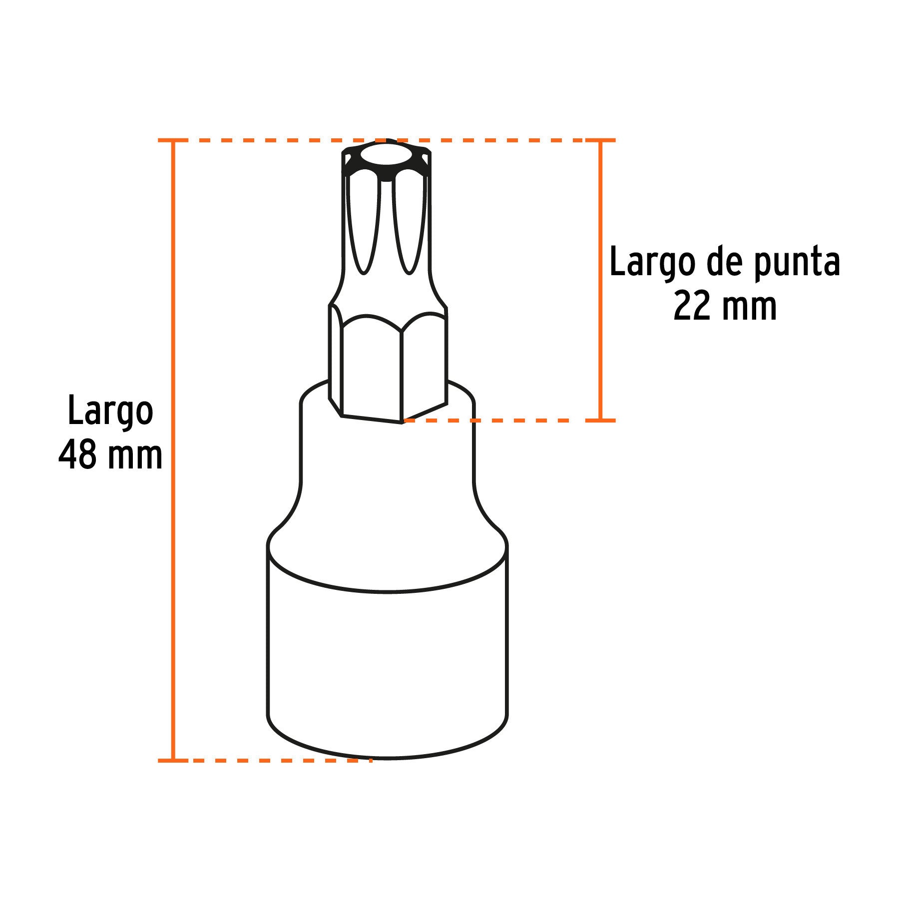 Juego de 7 dados cuadro 3/8' punta torx, Truper