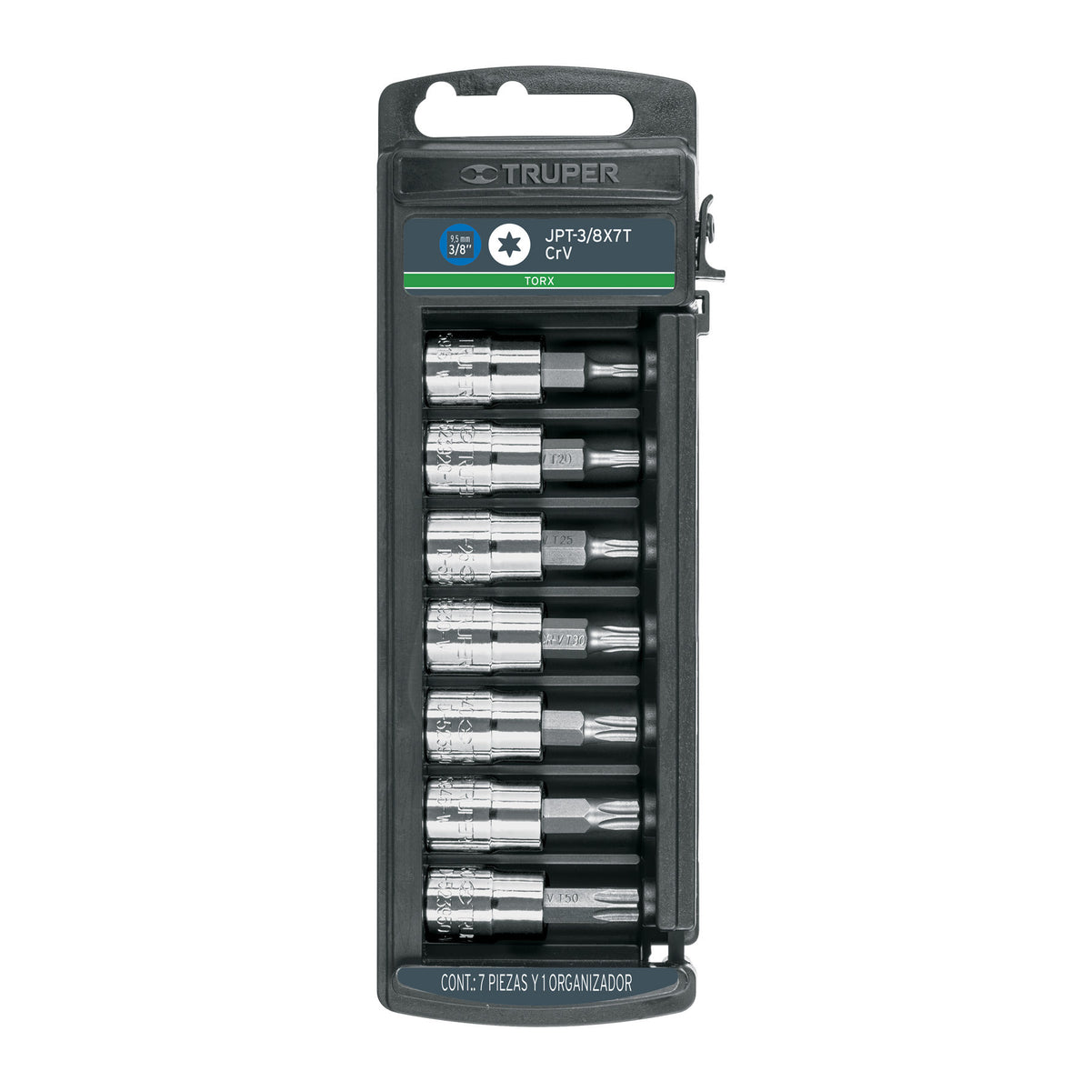 Juego de 7 dados cuadro 3/8' punta torx, Truper