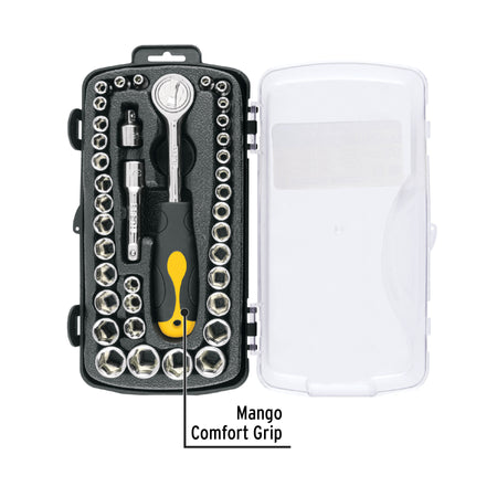 Juego de 39 herramientas 1/4' y 3/8' para mecánico, Pretul