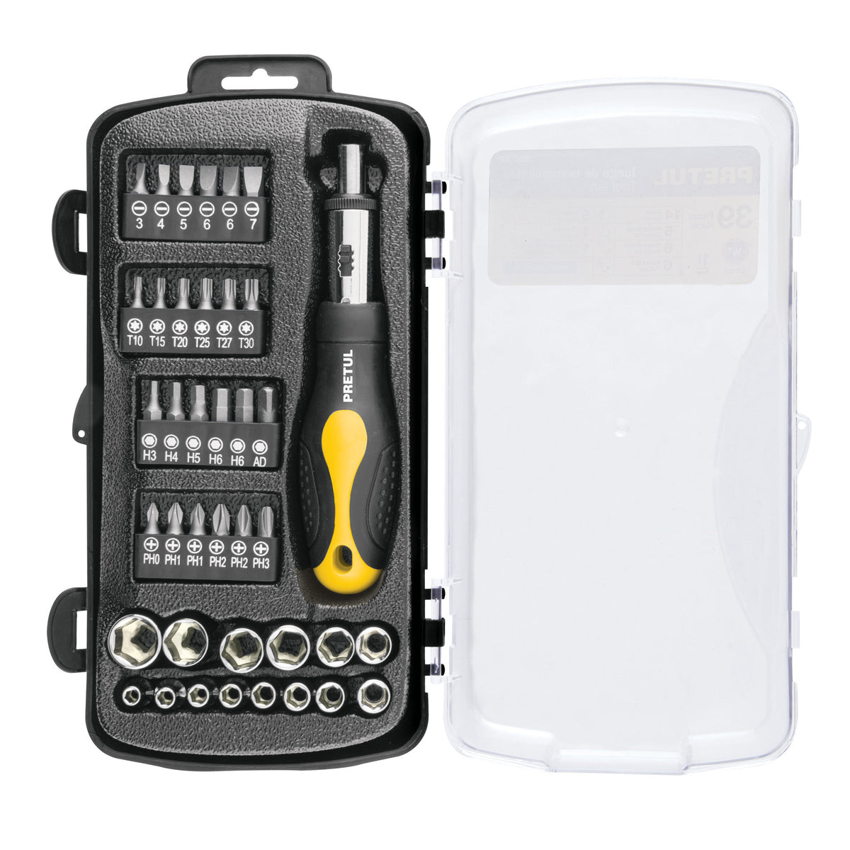 Juego de 39 herramientas 1/4' para mecánico, Pretul