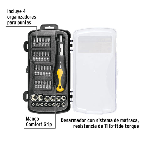 Juego de 39 herramientas 1/4' para mecánico, Pretul
