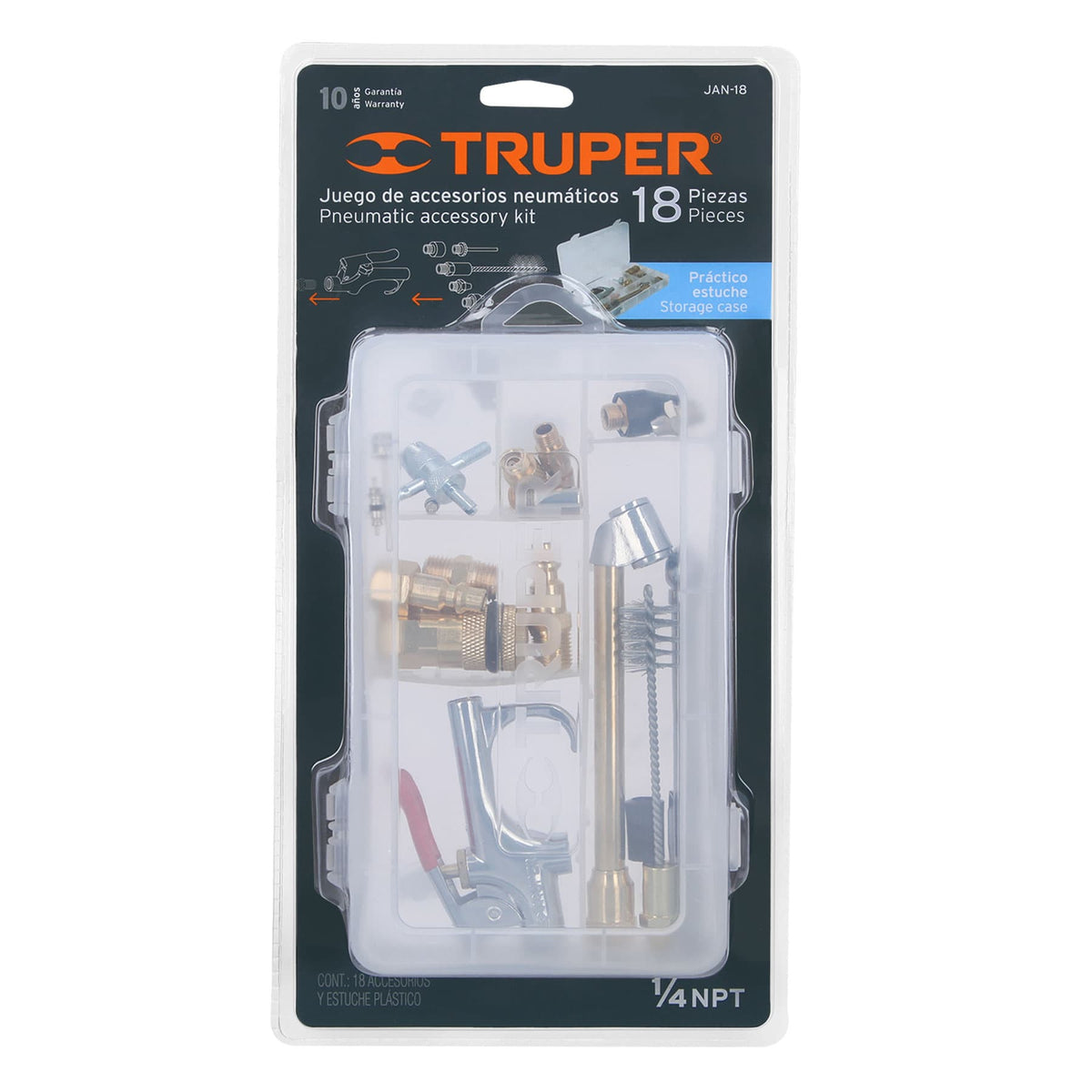 Juego de 18 accesorios neumaticos cuerda 1/4" NPT TRUPER