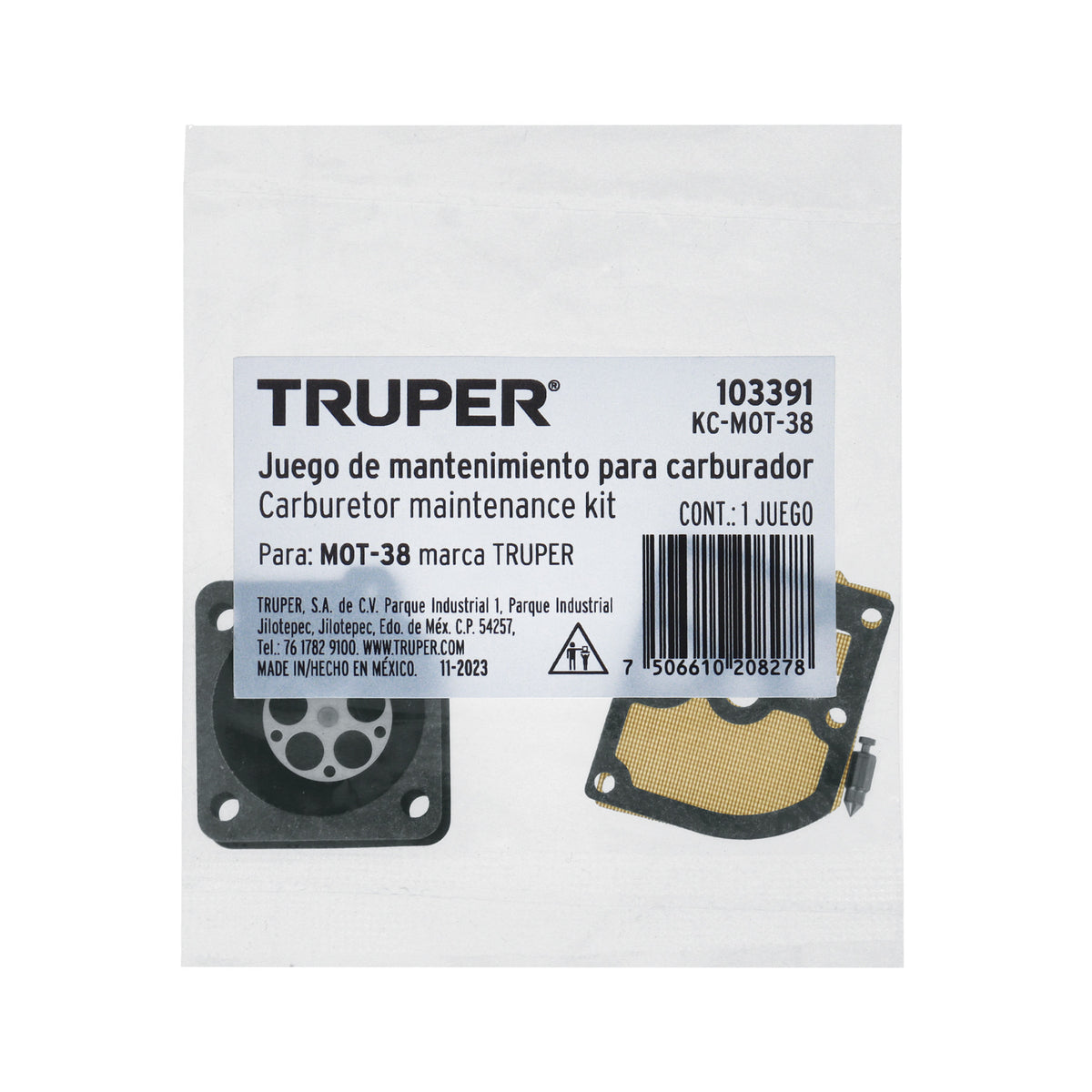 Kit de mantenimiento p/carburador MOT-3814/3816/3818, TRUPER