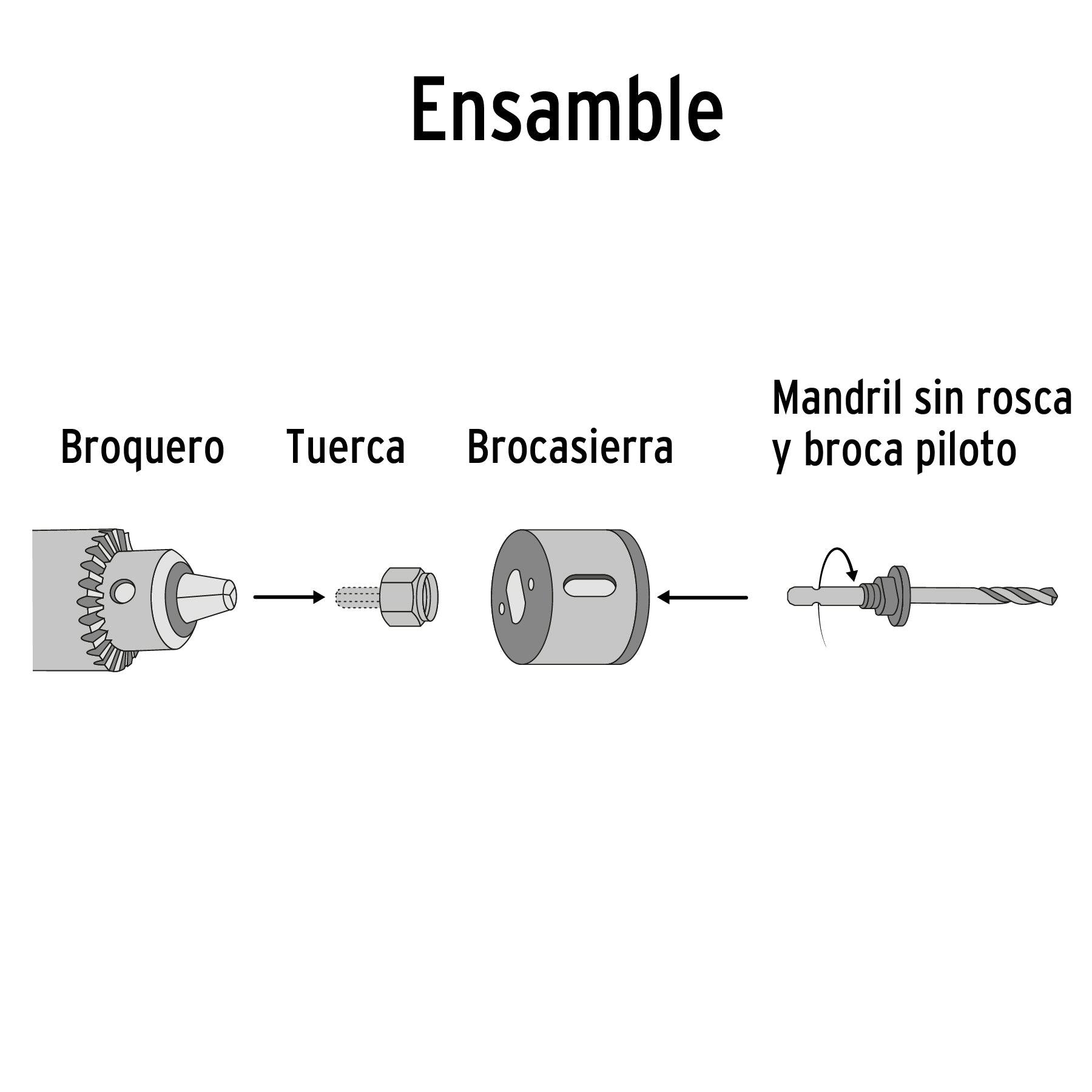 Juego de 7 brocasierras acero al carbono y 1 mandril Pretul