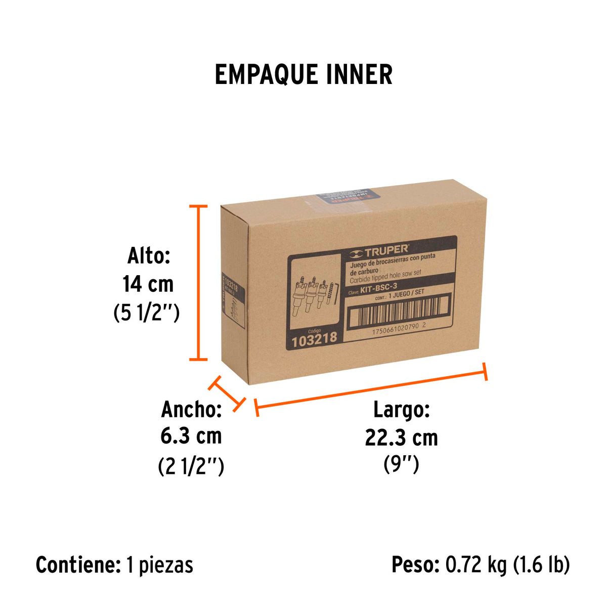 Juego de 3 brocasierras de carburo de tungsteno Truper