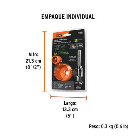 Juego de para instalar cerraduras Truper Expert 3 pzas