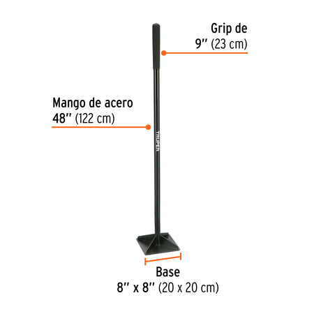 Pisón 8' x 8' con mango de acero de 48', Truper 8', 8', 48'