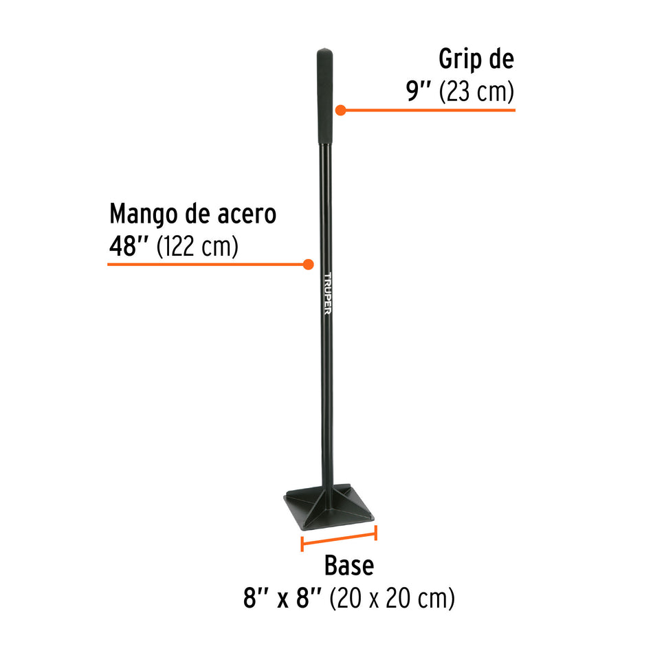 Pisón 8' x 8' con mango de acero de 48', Truper 8', 8', 48'