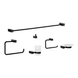 Juego de 6 accesorios para baño, negro, FOSET KUBO