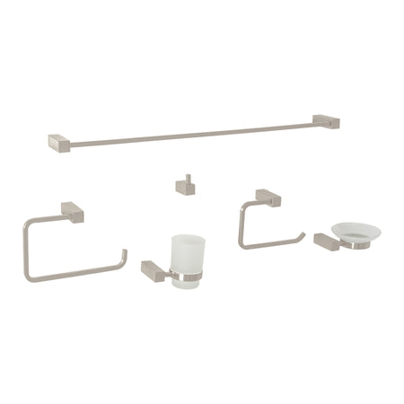 Juego de 6 accesorios para baño, satín, FOSET KUBO