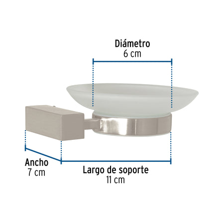 Jabonera con plato de vidrio, satín, FOSET KUBO
