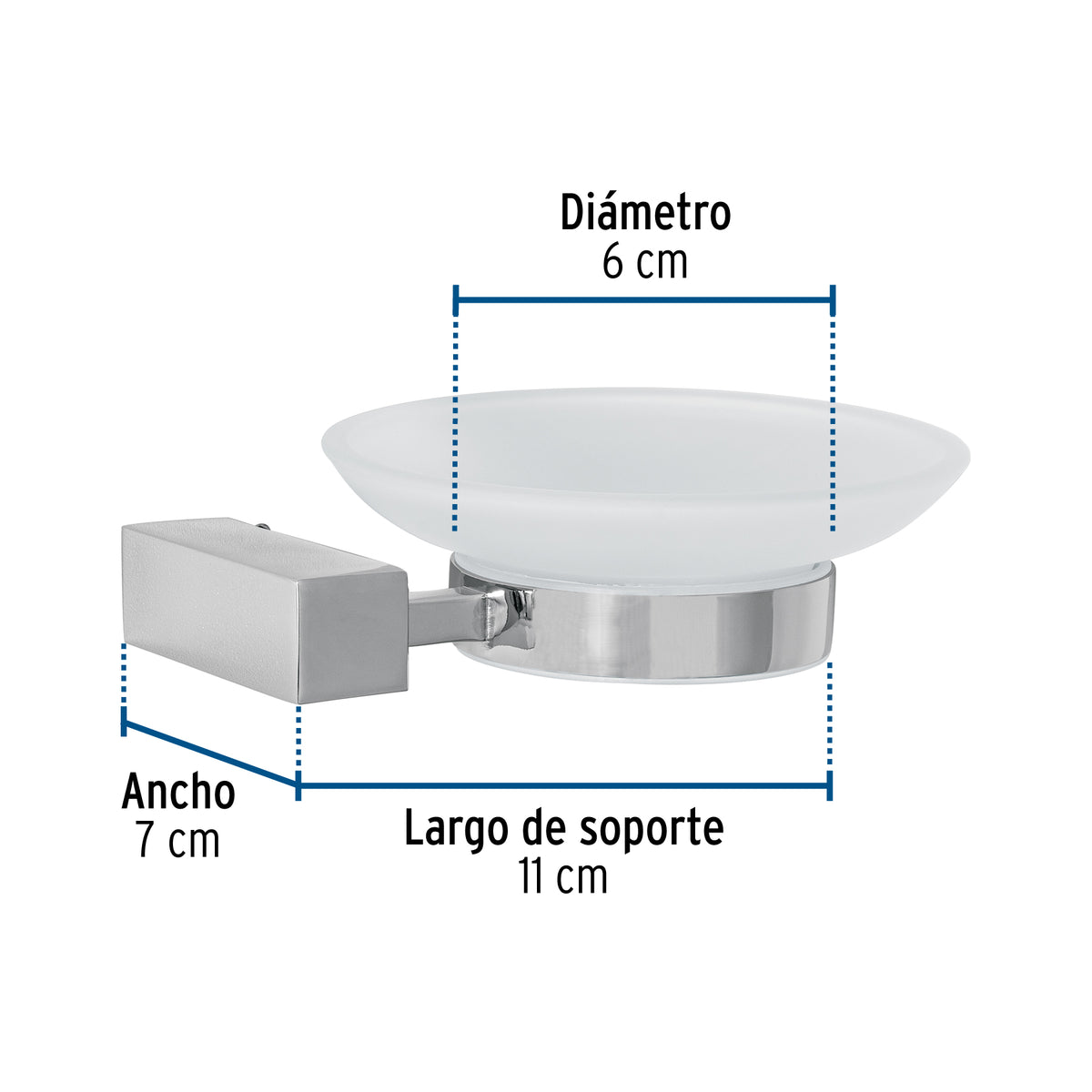 Jabonera con plato de vidrio, cromo, FOSET KUBO