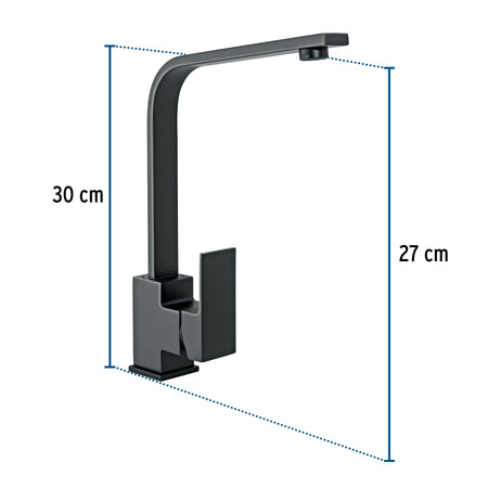 Monomando cuello alto para fregadero, negro, FOSET KUBO