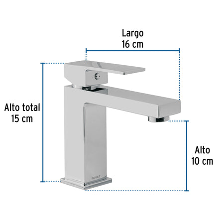 Monomando corto para lavabo, cromo, FOSET KUBO