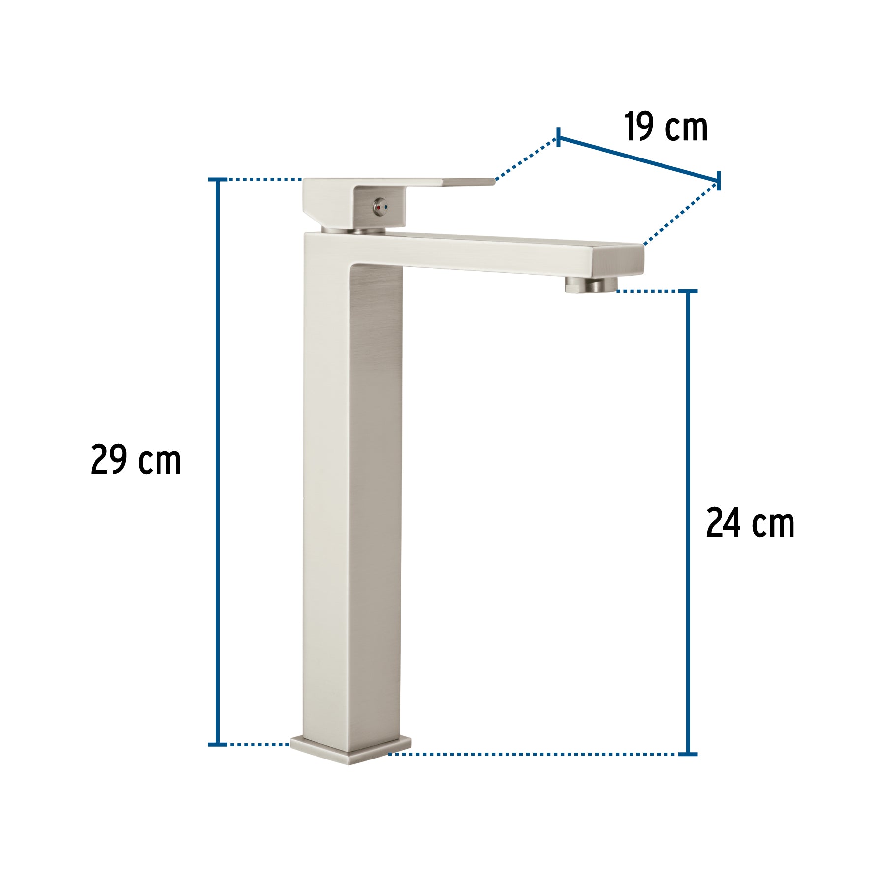 Monomando alto para lavabo, satín, FOSET KUBO