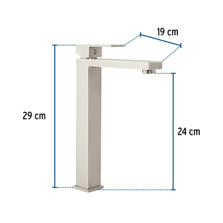 Monomando alto para lavabo, satín, FOSET KUBO