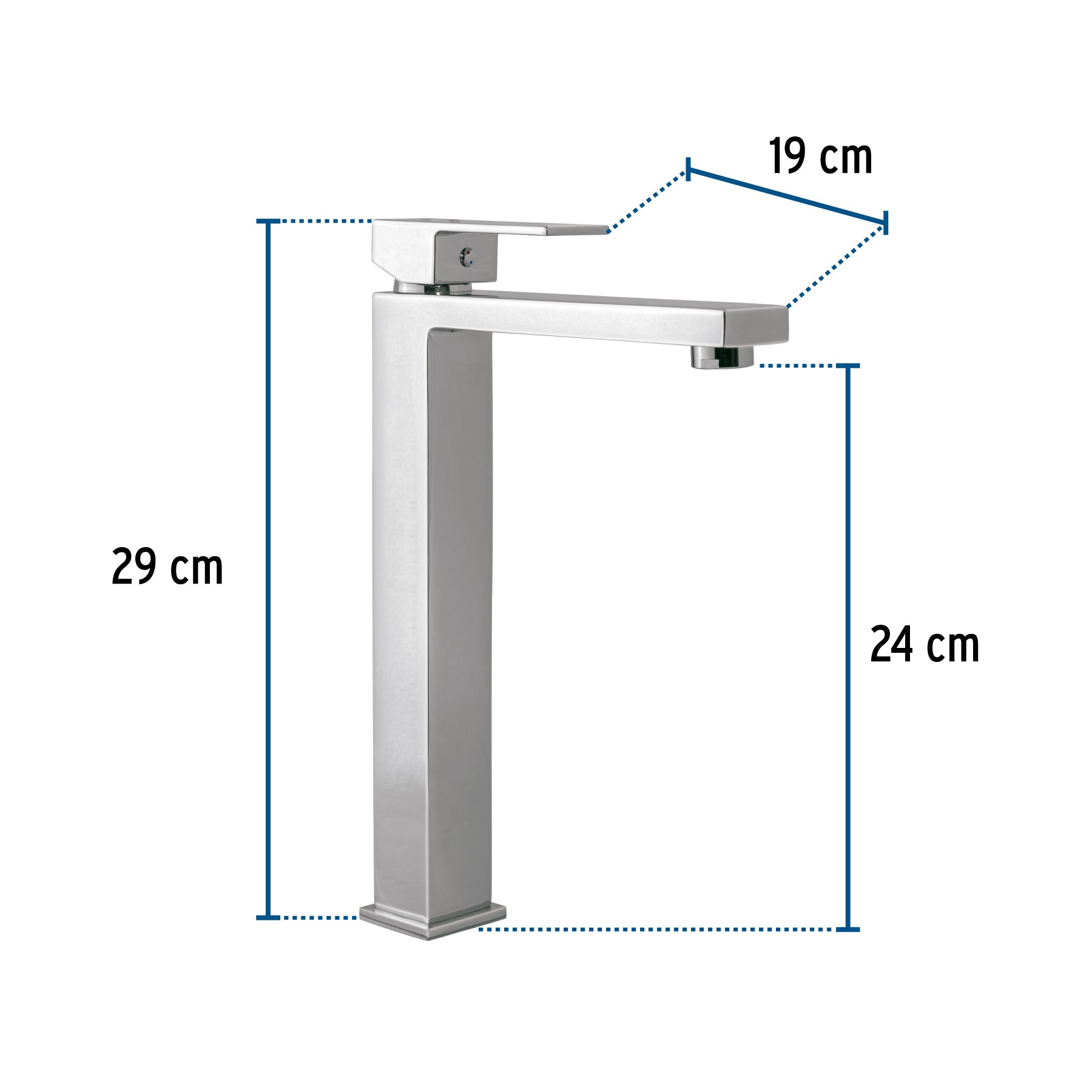 Monomando alto para lavabo, cromo, FOSET KUBO