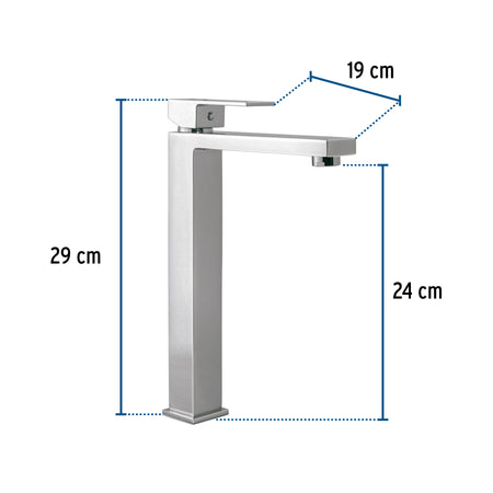 Monomando alto para lavabo, cromo, FOSET KUBO