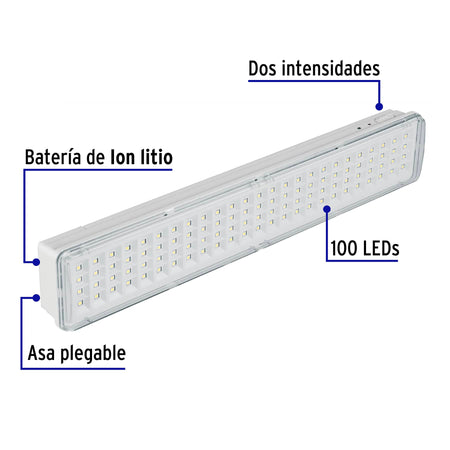 Lámpara de emergencia de 100 Leds 500 lm recargable, Volteck