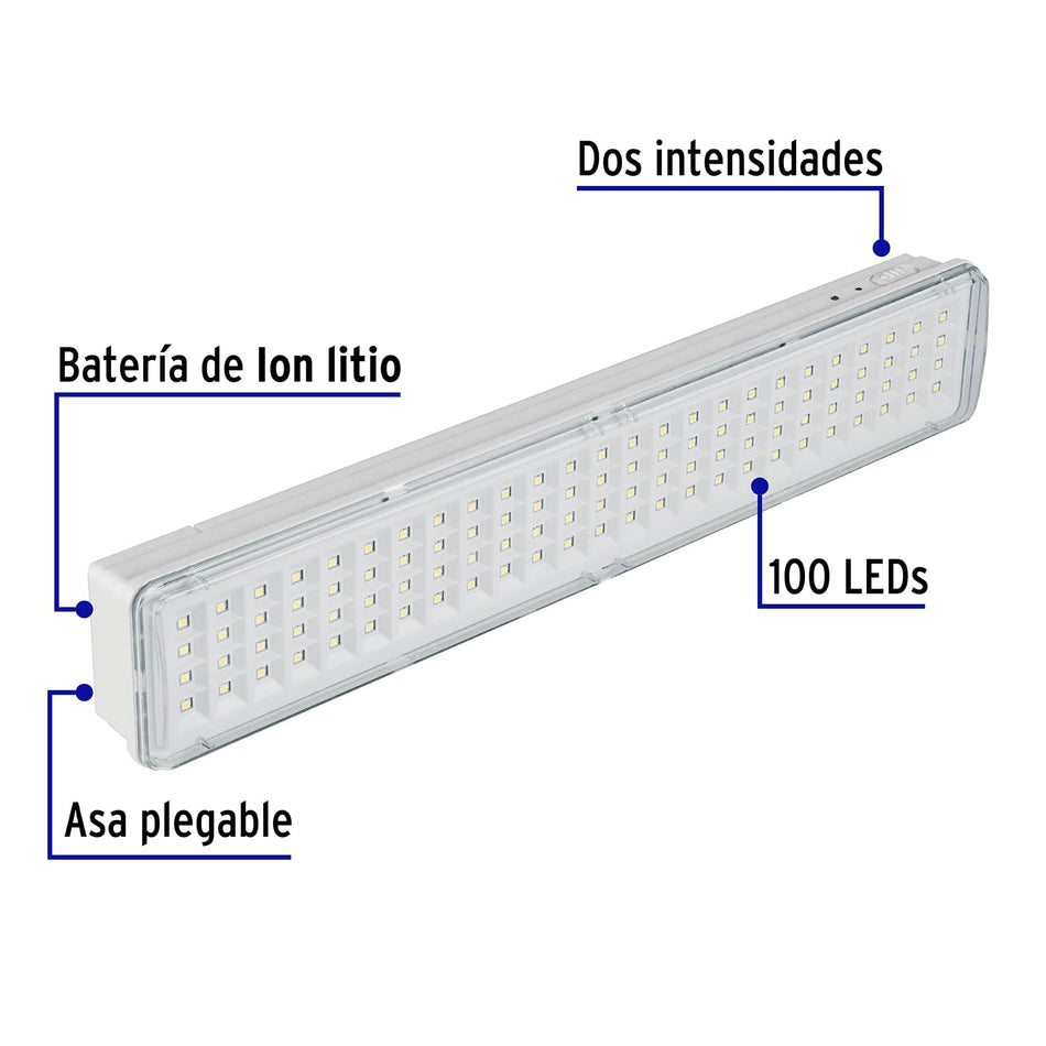 Lámpara de emergencia de 100 Leds 500 lm recargable, Volteck