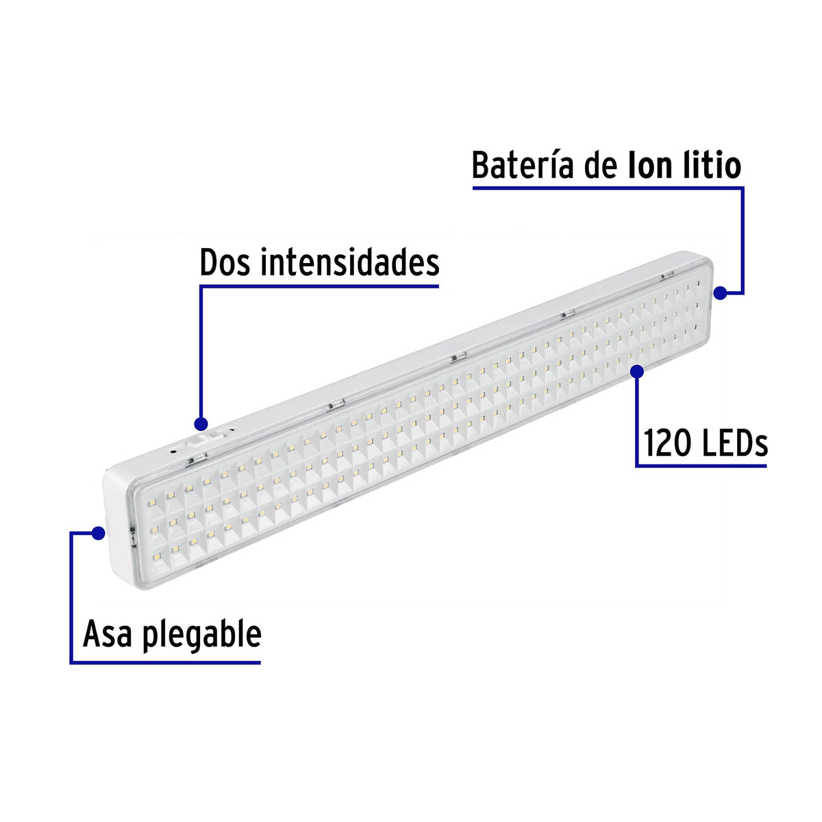 Lámpara de emergencia de 120 Leds 1000 lm recargable Volteck