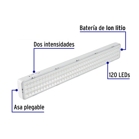 Lámpara de emergencia de 120 Leds 1000 lm recargable Volteck