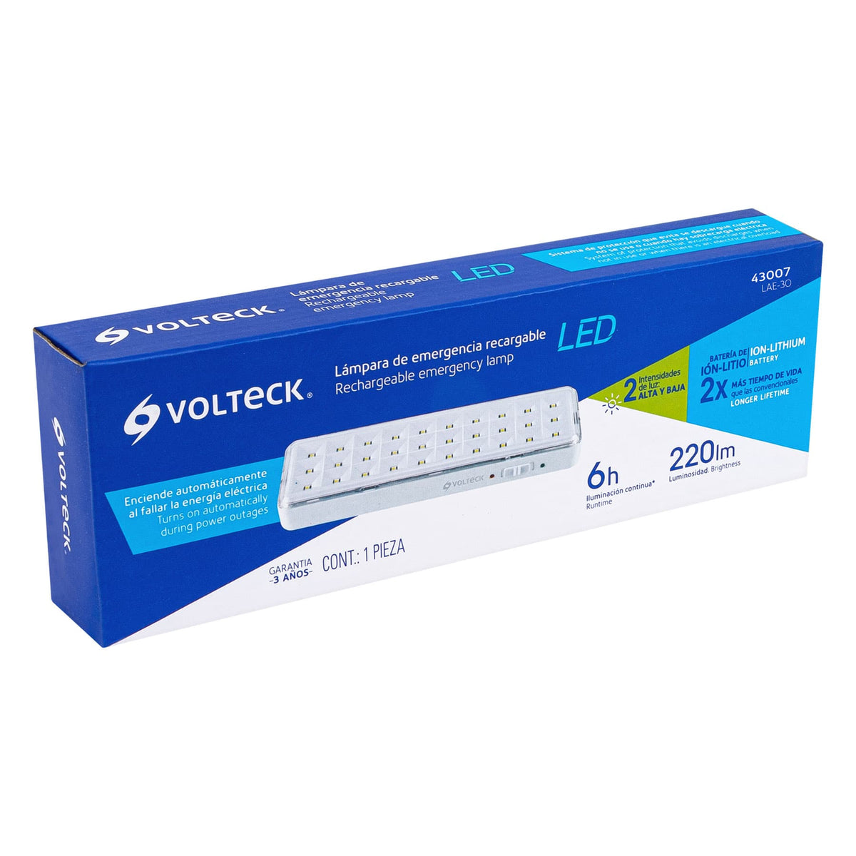 Lampara de emergencia de recargable Volteck 220 lm