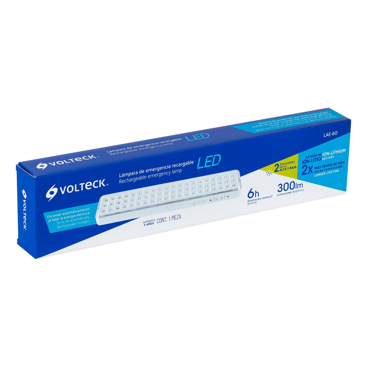 Lampara de emergencia de recargable Volteck 300 lm