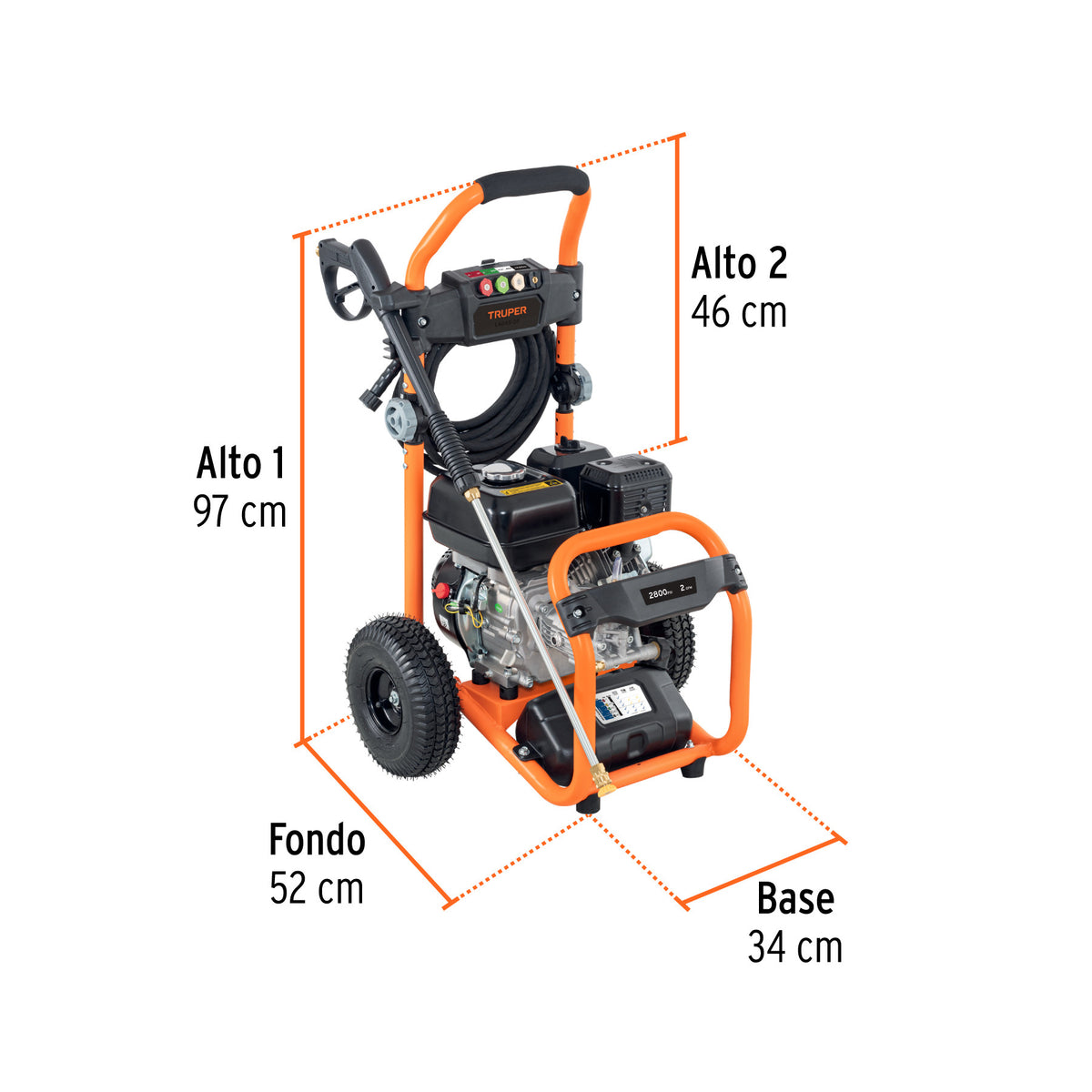 Hidrolavadora con motor a gasolina, 2,800 PSI, Truper