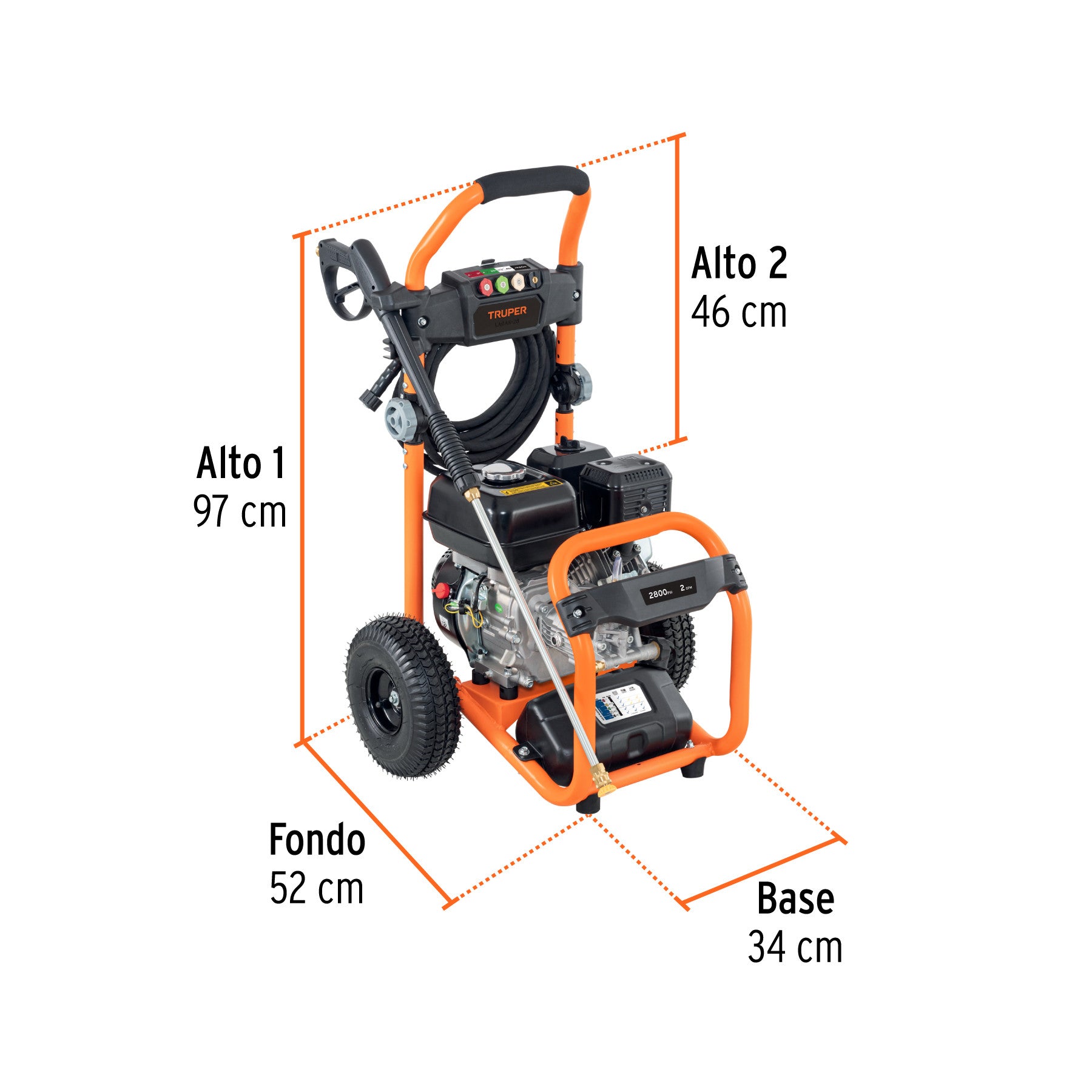 Hidrolavadora con motor a gasolina, 2,800 PSI, Truper