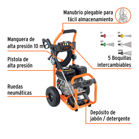 Hidrolavadora con motor a gasolina 2800 PSI TRUPER