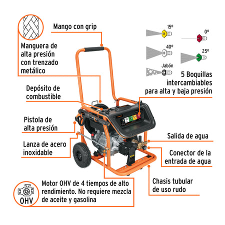 Hidrolavadora con motor a gasolina 4000 PSI Truper