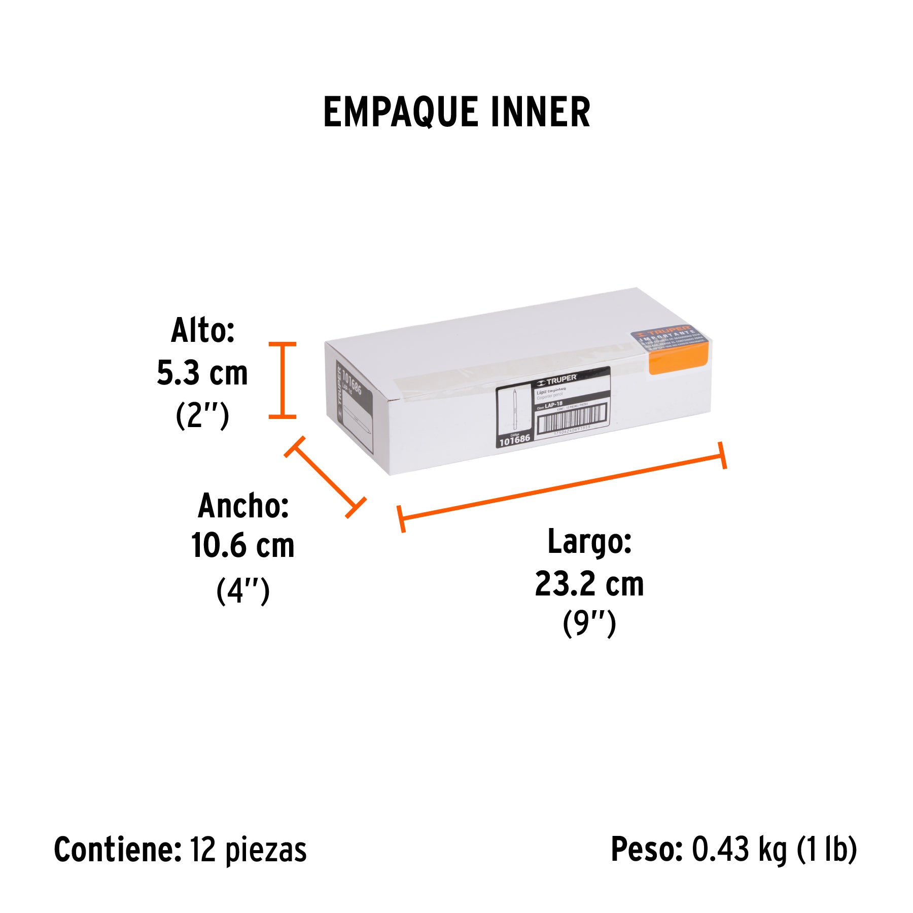 Blíster con 2 lápices de 18 cm para carpintero, Truper
