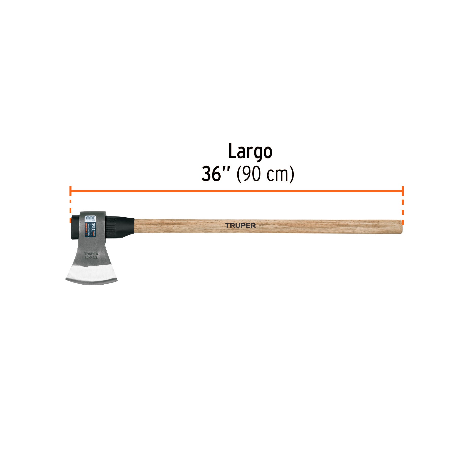 Hacha labor entera 3-1/2lb, mango de madera 36', TRUPER