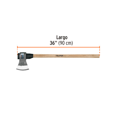 Hacha labor entera 3-1/2lb, mango de madera 36', TRUPER