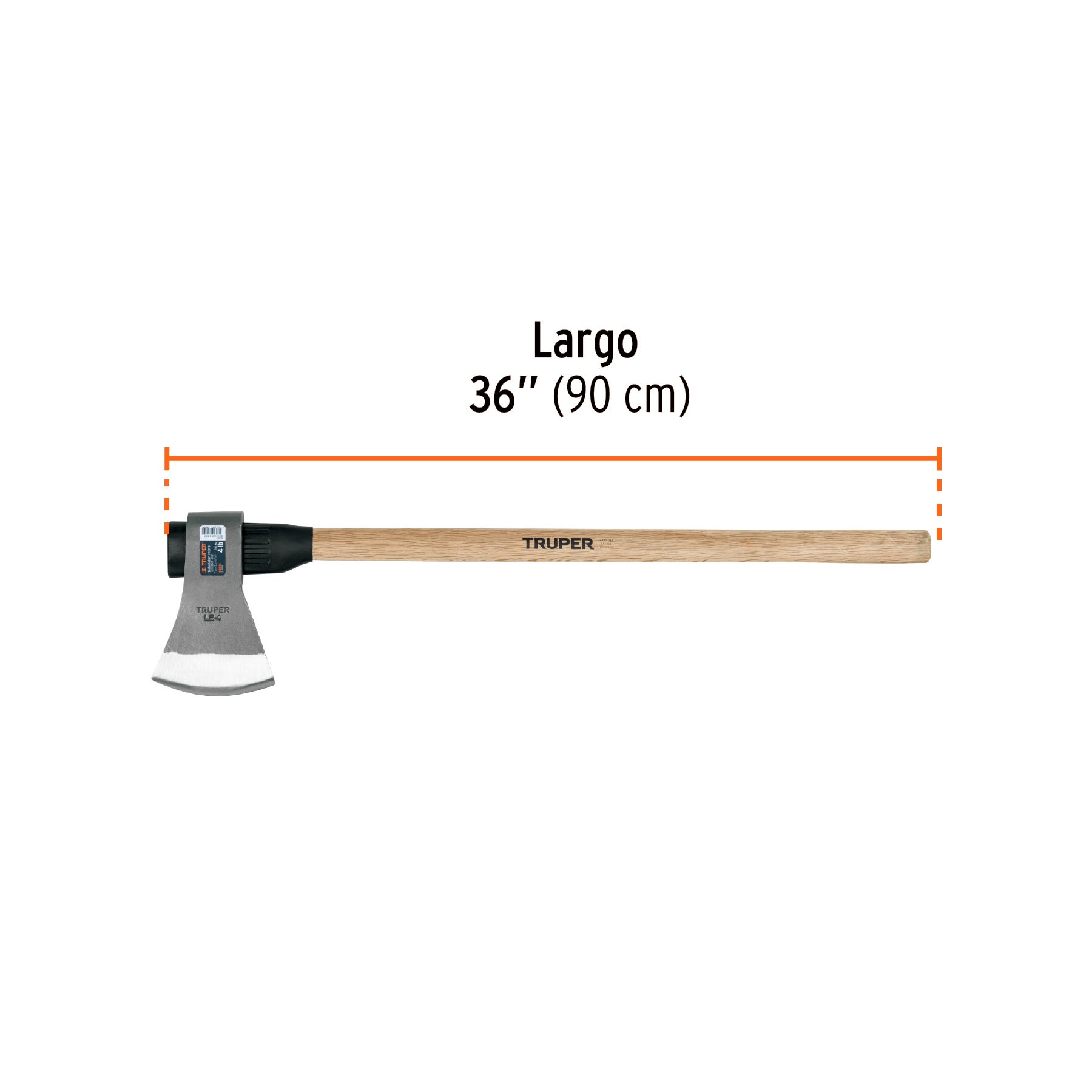 Hacha labor entera 4 lb, mango de madera 36', TRUPER
